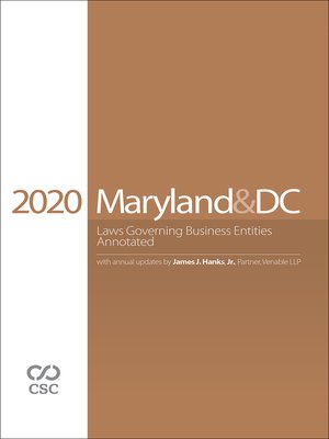 cover image of CSC&#174; Maryland & the District of Columbia Laws Governing Business Entities